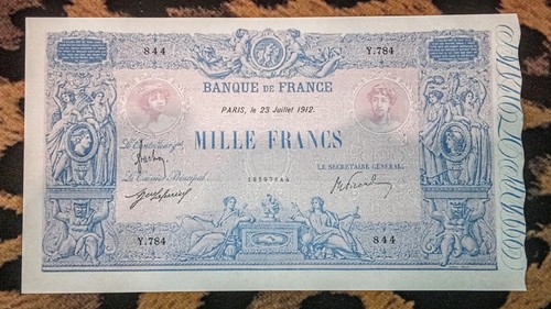 Billet 1000 francs bleu - billet, et
