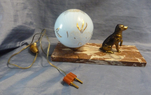 Ancienne lampe chien - lampe:chien, en