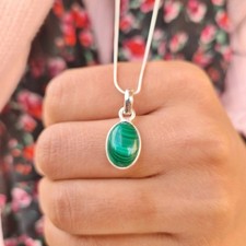 Genuine Malachite Pendant 925