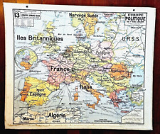 AFFICHE SCOLAIRE CARTE VIDAL LABLACHE N°13 EUROPE POLITIQUE Grand format