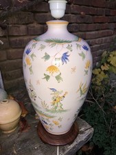 Pied de lampe en faïence de Moustiers vintage 