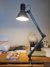 Lampe de bureau articulée d Architecte métal verte vintage avec pied à fixer