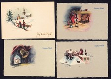REF AF NOEL II -21-ENSEMBLE DE 4 CARTES MIGNONETTES ANCIENNES "Noel"