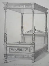 Lit 4 Colonnes RENAISSANCE LOUIS XIII GRAVURE le GARDE-MEUBLE MIDART XIXéme