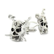 Tony & Paul. Boutons de manchette. tête de mort Sparrow, Acier rhodié. Gris arge