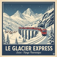 AFFICHE POSTER Train Glacier