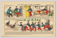 image imagerie d'épinal  4131 LA SOUPE PAR TERRE (soldat armée )