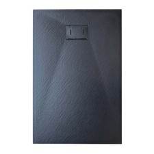 BAC À DOUCHE 80X100 CM ANTHRACITE EFFET PIERRE ARDOISE RÉSINE RÉDUCTIBLE