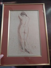 SANGINE GABRIEL CHARLOPEAU NU DESSIN AUTHENTIQUE SIGNE ENCADRE PEINTRE VENDEE