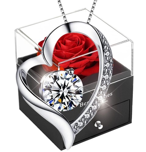Rose éternelle collier femme - rose,