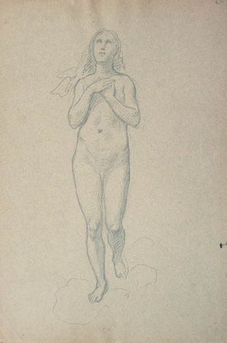 Nude woman pencil drawing - woman, by