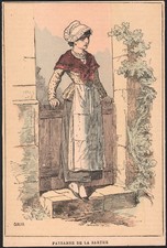 Ancienne gravure aquarellée