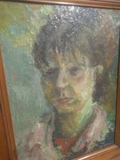 KARICHENCO  russe  superbe huile sur toile maroufler sur carton portrait femme 