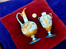 rare ensemble opaline Moser,plaqué or,Art Nouveau,1900,décor floral,H 13-19 cm