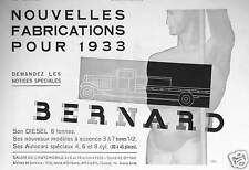 PUBLICITÉ BERNARD SON DIESEL 8 TONNES SES AUTOCARS SPÉCIAUX 20 À 45 PLACES