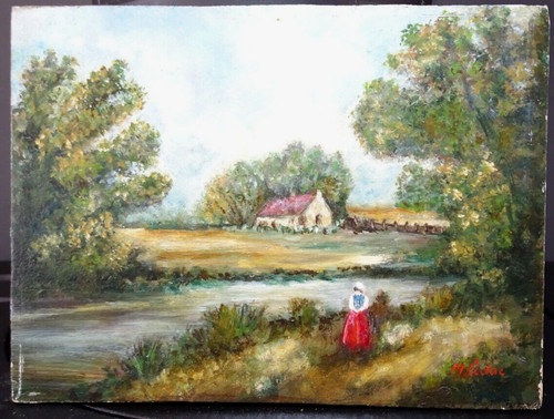 Tableau huile sur panneau fin - huile,