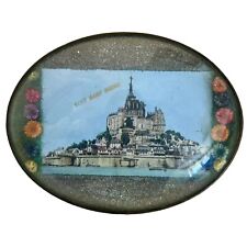 Petit cadre verre bombé Mont Saint Michel - Souvenir vintage kitsch France retro