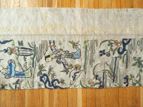 Tissu soie brodé broderie - tissu,