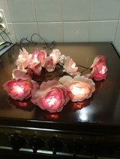 Ancienne guirlande électrique Lumineuse Déco Sapin 10 Lampes  Rose Fleurs Rosier
