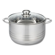 2222026 Faitout Inox Induction 20 cm, Marmite avec Couvercle en Verre, Casser...
