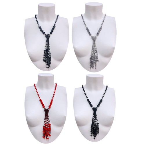 Collier long perles cristaux - perles,