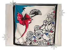 Foulard Fantaisie Blanc Marine Fuchsia Vichy Célestin  Polyester 70 x 72cm