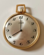 MONTRE DE POCHE MECANIQUE STRATO PLAQUE OR ETAT NEUF STOCK INVENDU