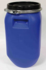 Bidon plastique alimentaire 60L étanche tonneau baril croquette graine poignée C