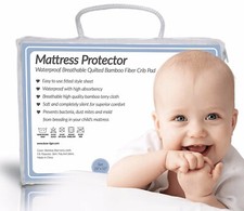 Soft Waterproof Fitted Quilted Crib & Toddler Mattress Protector Silent Pad 