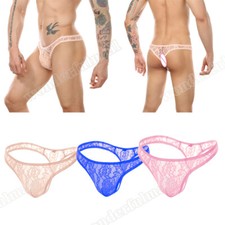 Sexy Gay Pouch Panties Mens Sheer Lace G-String Underwear Lingerie Thongs | /