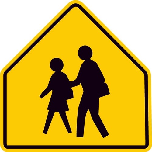 School crossing ahead - school,