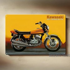 Affiche métal moto Kawasaki h2 mach iv - enseigne de collection - taille :...