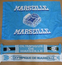 Lot 2 echarpe Adidas supporter Olympique Marseille + Drapeau OM scarf Football