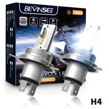 BEVINSEE 2x H4 HS1 LED Ampoules de Phares Moto 36W Faisceau Haut Bas 6000K Blanc