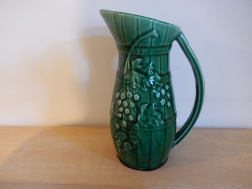 Pichet barbotine vert motif - pichet, vert,