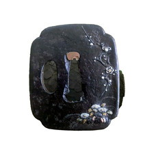 Tsuba Japon Antique Tanto Ou Wakizashi Décor Zogan Période Edo