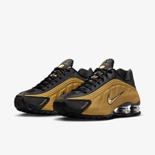 Nike Shox R4 Noir Métallique Or Baskets Chaussures 45 US 11 AR3565-005