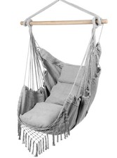 MalTec Chaise de jardin suspendue Hamac brésilien Chaise Cocoon coussin Gris cla