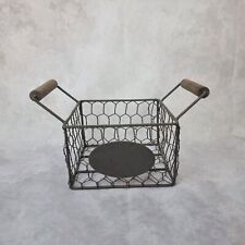 Petit Panier en Fil de Fer – Poignées Bois – Style Rustique Vintage