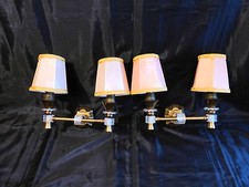 paire d'appliques en laiton et plastique,avec abat-jour,années 50-60,vintage