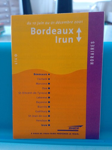 Horaires bordeaux irun 2001 - bordeaux,