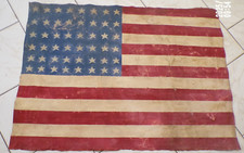 grand DRAPEAU  US peint à la main sur toile  WWII LIBÉRATION  résistance