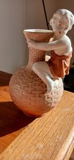 ancien vintage vase pot putto chérubin angelot ange porcelaine biscuit