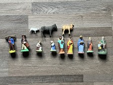 12 anciens Santons de creche DEVINEAU - mi XXè-9 personnages et 3 animaux  9 Cm
