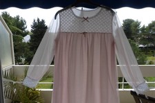 VINTAGE/RETRO: CHEMISE de NUIT, NYLON doublé VOILE, AN 1960, T: 44 (Fr)