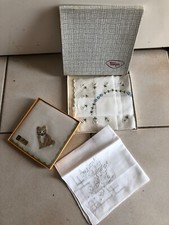 🐈‍⬛3 mouchoirs brodés neufs Tissgar Alba Chat   made in france  Avr6D