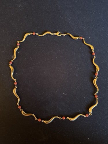 Collier plaque corail - or, et