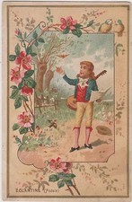 CHROMO PUB CHOCOLAT ET CACAO DU MARQUISAT-EGLANTINE-POESIE-OISEAUX-GUITARE