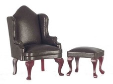Fauteuil À Ailes En Cuir