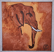 Éléphant - Tableau Acrylique Sur Toile originale signée